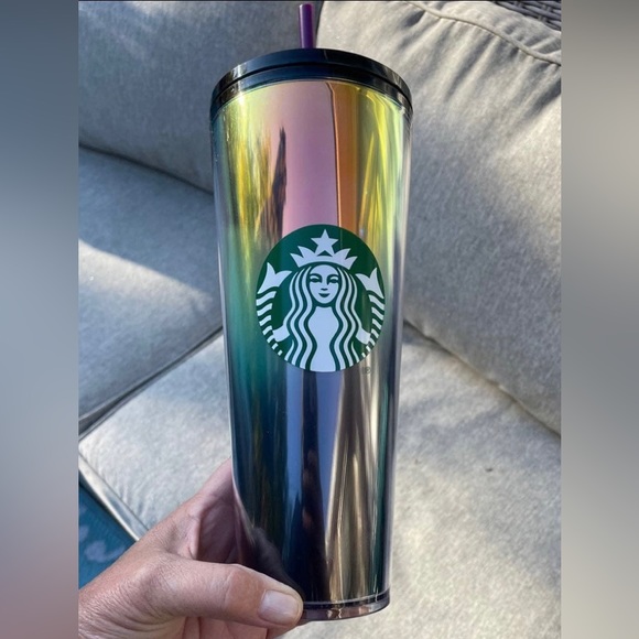 Starbucks Oil Slick Rainbow Cup Iridescent Tumbler Cold Cup Venti 24oz New 2021 - Picture 14 of 16